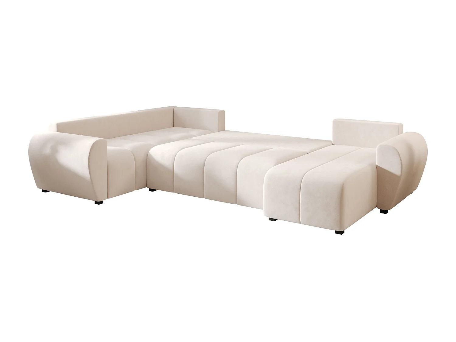 BEDANTE canapé panoramique MOLISA U PLUS Itaka 16 gauche beige avec fonction de couchage canapé en forme de U