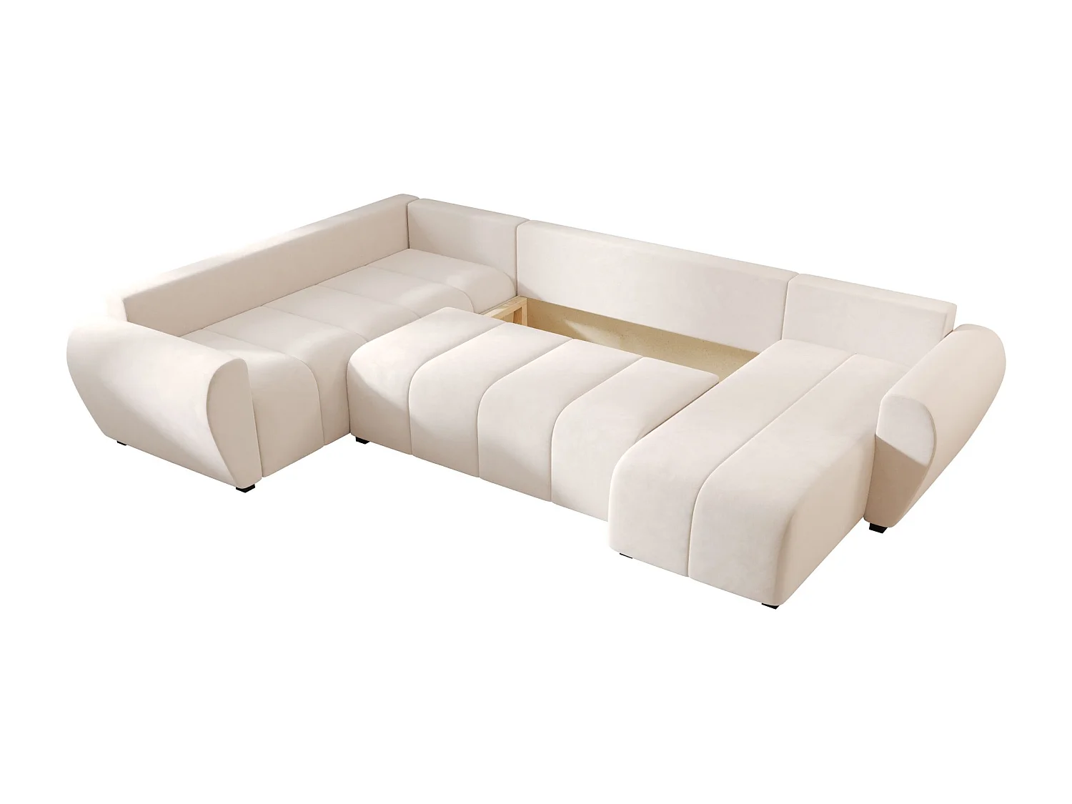 BEDANTE canapé panoramique MOLISA U PLUS Itaka 16 gauche beige avec fonction de couchage canapé en forme de U