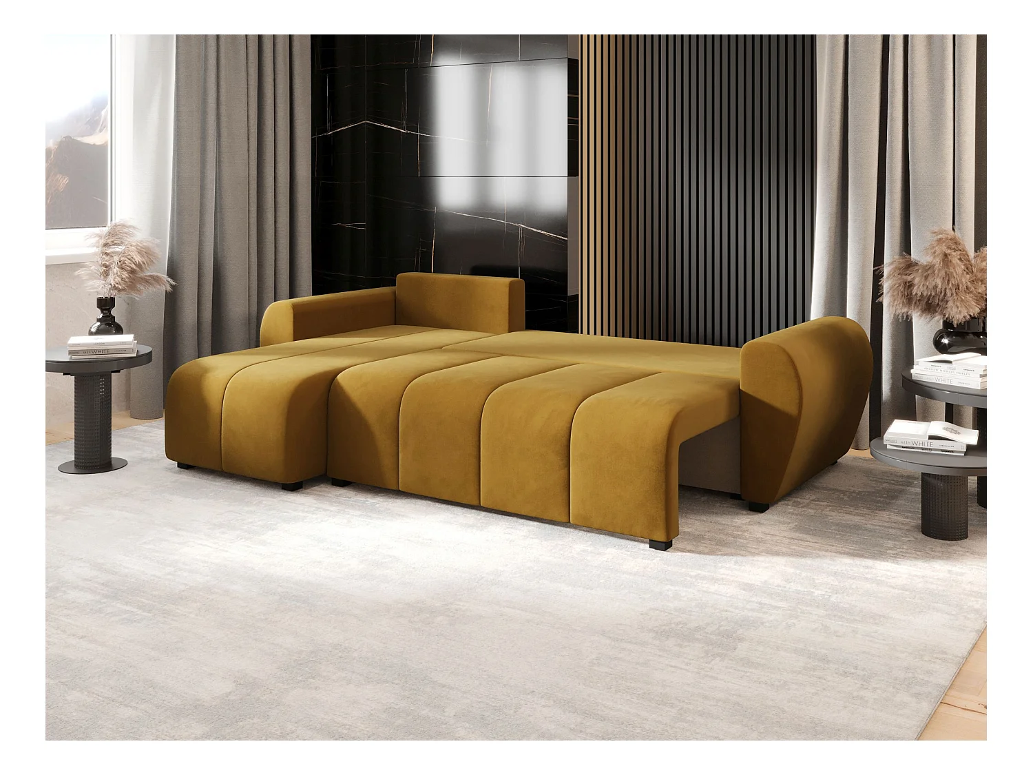 BEDANTE canapé d'angle MOLISA L Itaka 33 gauche Orange avec fonction de couchage canapé en forme de L