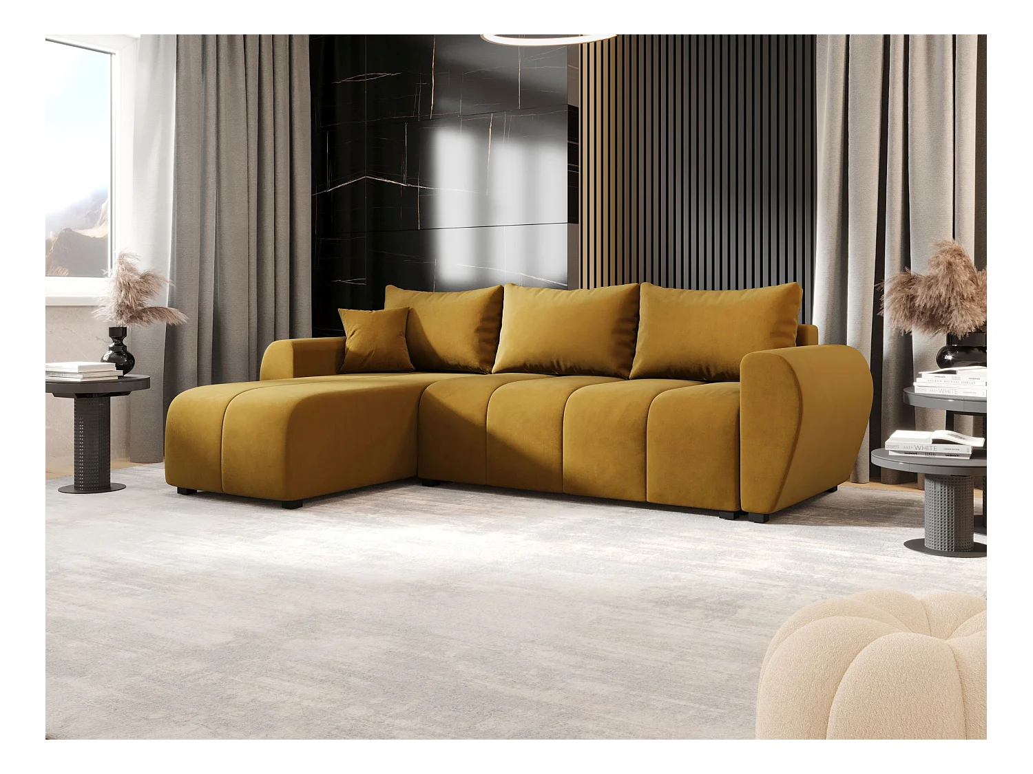 BEDANTE hoekbank MOLISA L Itaka 33 links Orange met slaapfunctie L-vormige bank met opbergruimte bedbox woonkamerbank bank sofa slaapbank bedbox slaapbank