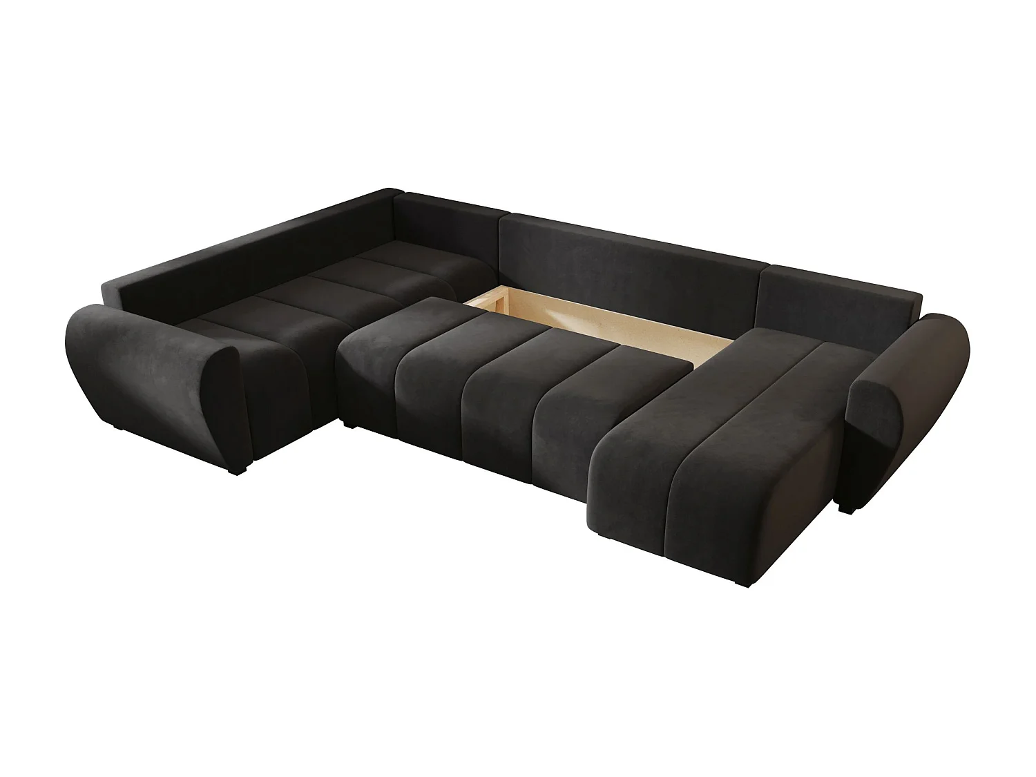 BEDANTE canapé panoramique MOLISA U PLUS Itaka 27 gauche gris foncé avec fonction de couchage canapé en forme de U