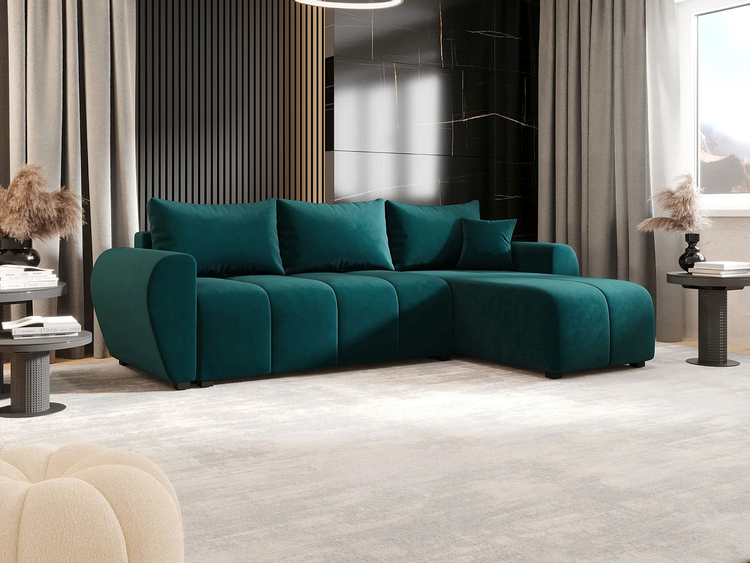 BEDANTE canapé d'angle MOLISA L Itaka 39 droite Türkis avec fonction de couchage canapé en forme de L