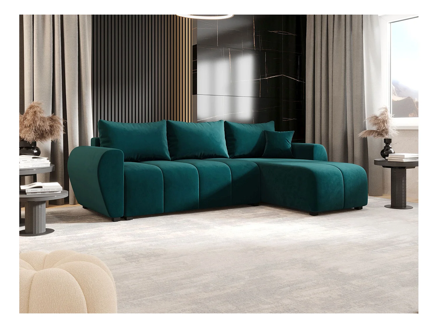 BEDANTE ECKSOFA MOLISA L Itaka 39 Rechts Türkis mit Schlaffunktion L-Form Sofa mit Stauraum Bettkasten Wohnzimmersofa Couch Sofa Bettsofa Bettkasten Bettcouch