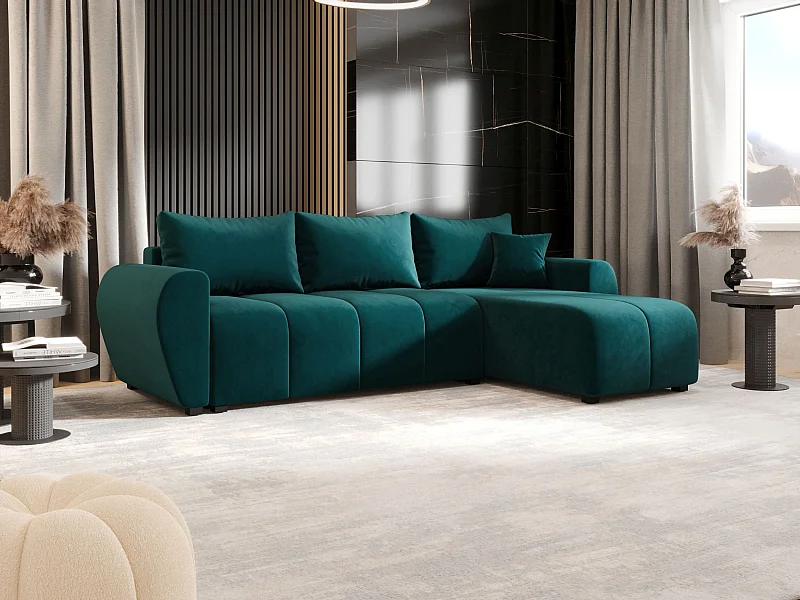 BEDANTE hoekbank MOLISA L Itaka 39 rechts Türkis met slaapfunctie L-vormige bank met opbergruimte bedbox woonkamerbank bank sofa slaapbank bedbox slaapbank