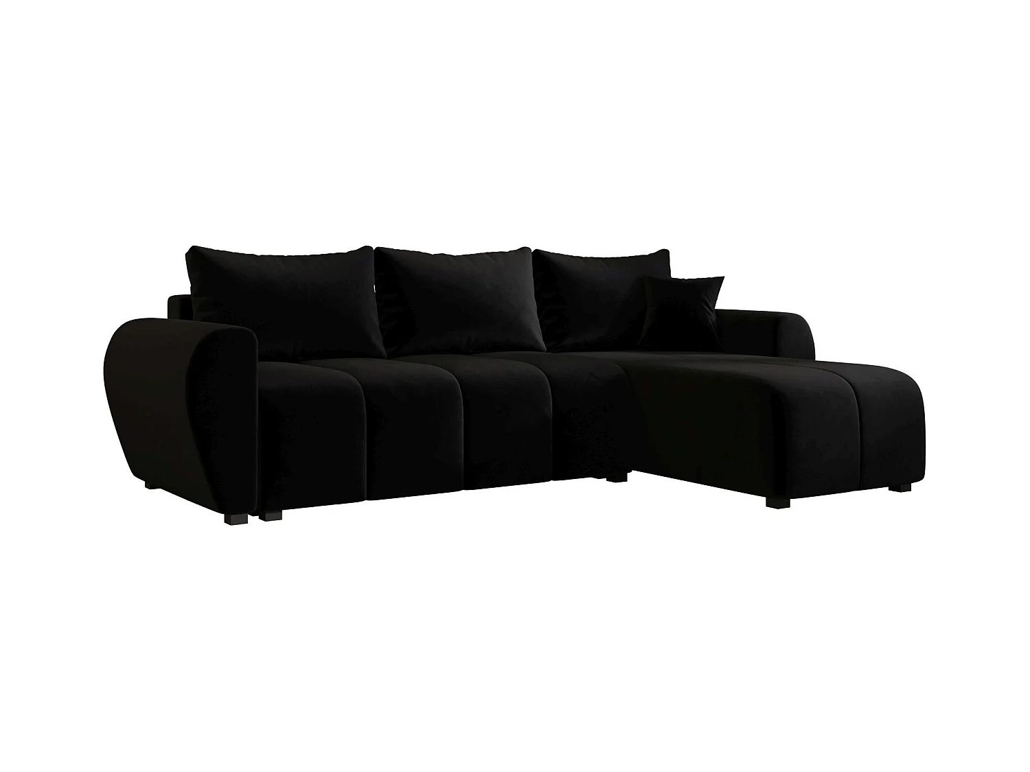 BEDANTE canapé d'angle MOLISA L Itaka 15 droite noir avec fonction de couchage canapé en forme de L