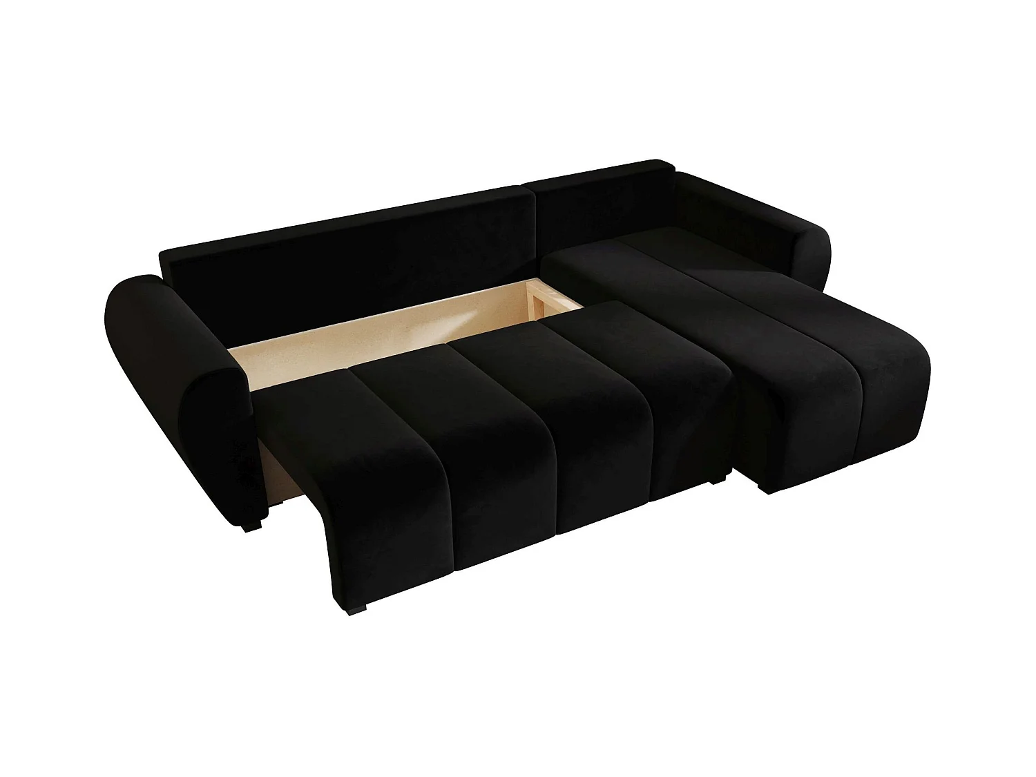 BEDANTE canapé d'angle MOLISA L Itaka 15 droite noir avec fonction de couchage canapé en forme de L