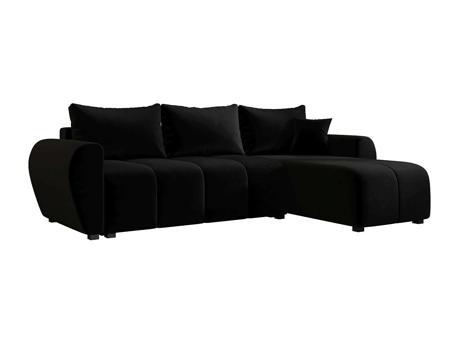 BEDANTE canapé d'angle MOLISA L Itaka 15 droite noir avec fonction de couchage canapé en forme de L