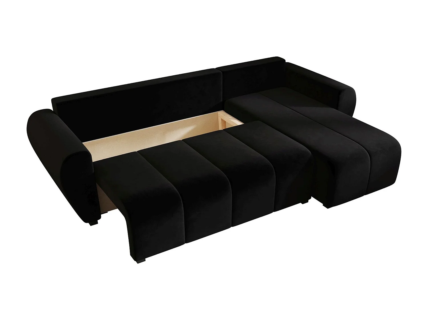 BEDANTE canapé d'angle MOLISA L Itaka 15 droite noir avec fonction de couchage canapé en forme de L