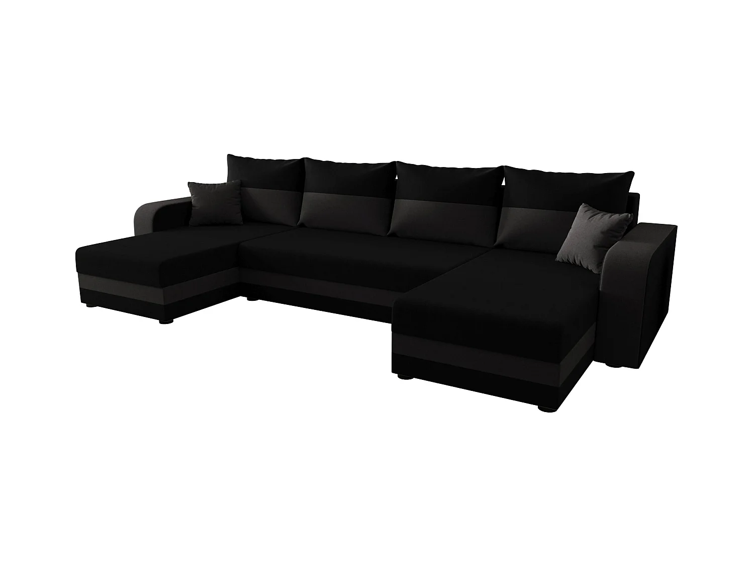 BEDANTE canapé panoramique HEWLET U BIS Sawana 14+05 noir/gris avec fonction de couchage canapé en U avec espace de rangement coffre