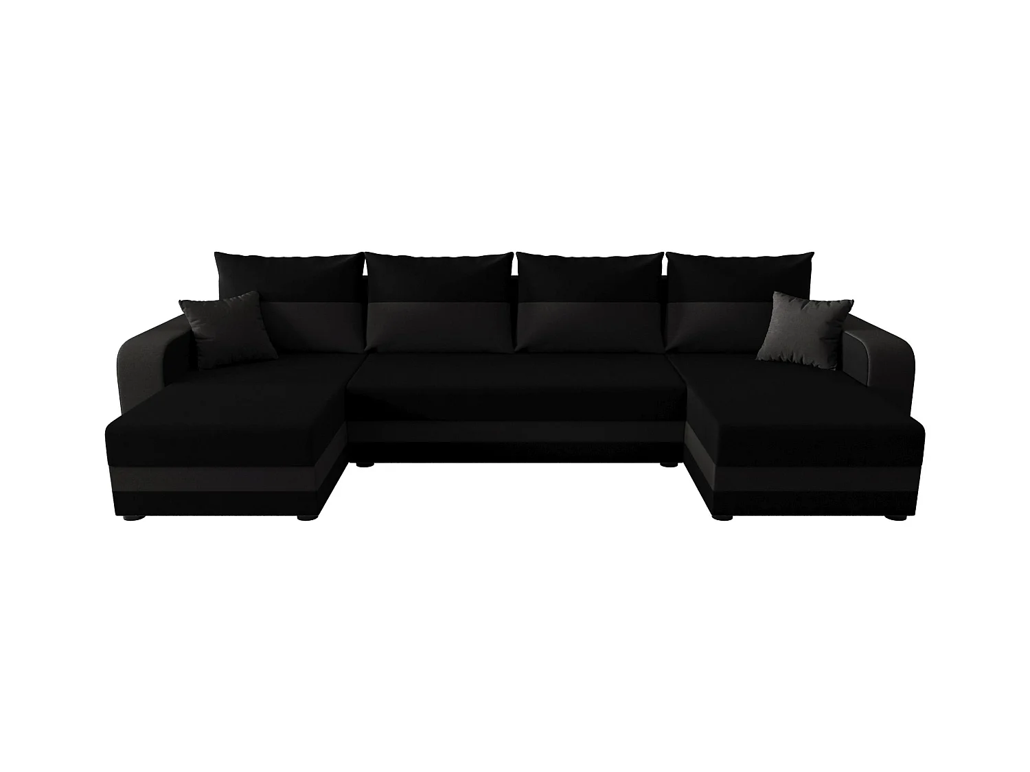 BEDANTE canapé panoramique HEWLET U BIS Sawana 14+05 noir/gris avec fonction de couchage canapé en U avec espace de rangement coffre