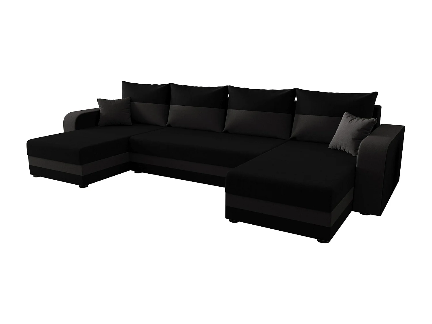 BEDANTE WOHNLANDSCHAFT HEWLET U BIS Sawana 14+05 Schwarz/Grau mit Schlaffunktion U-Form Sofa mit Stauraum Bettkasten