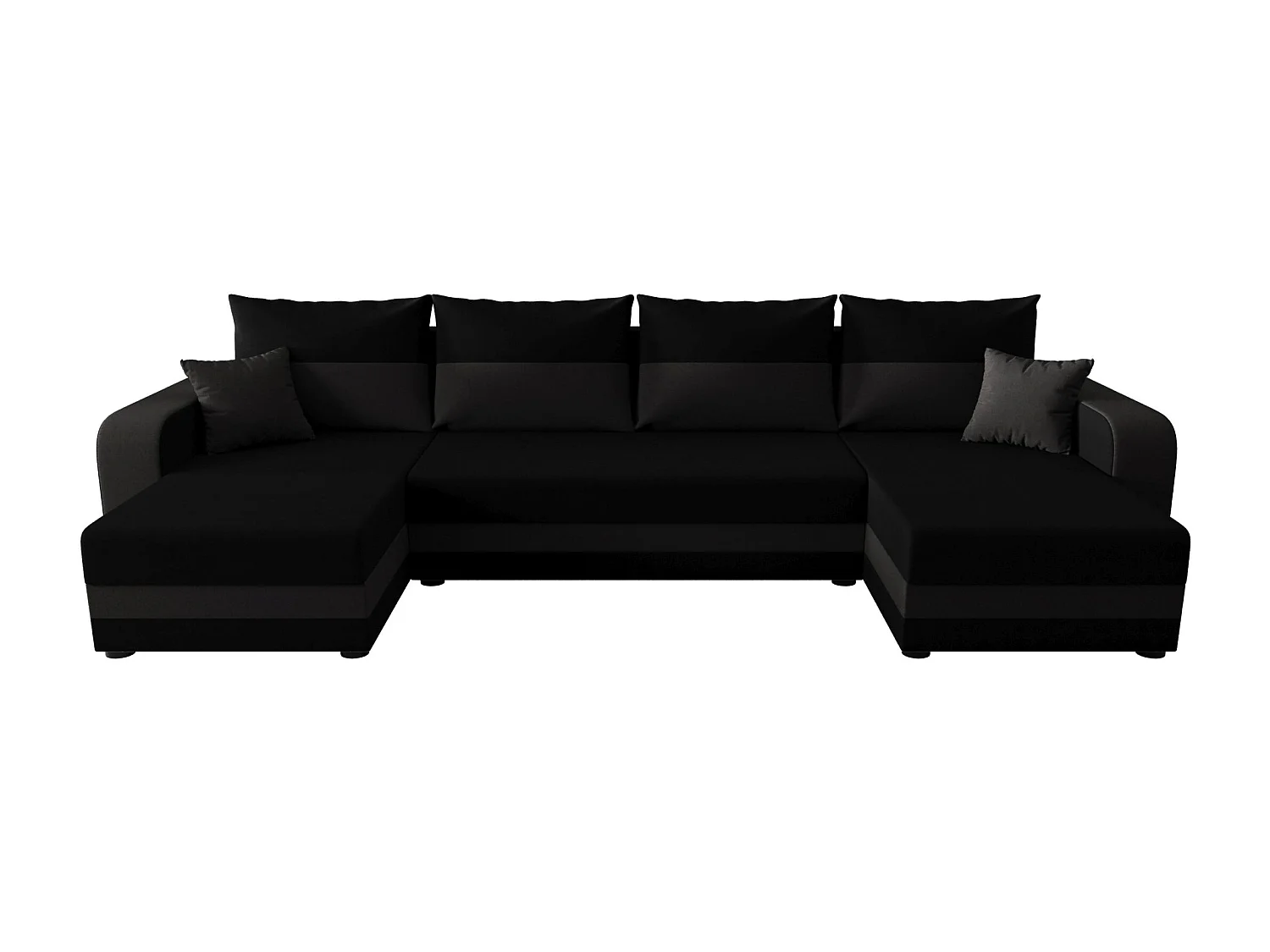 BEDANTE WOHNLANDSCHAFT HEWLET U BIS Sawana 14+05 Schwarz/Grau mit Schlaffunktion U-Form Sofa mit Stauraum Bettkasten
