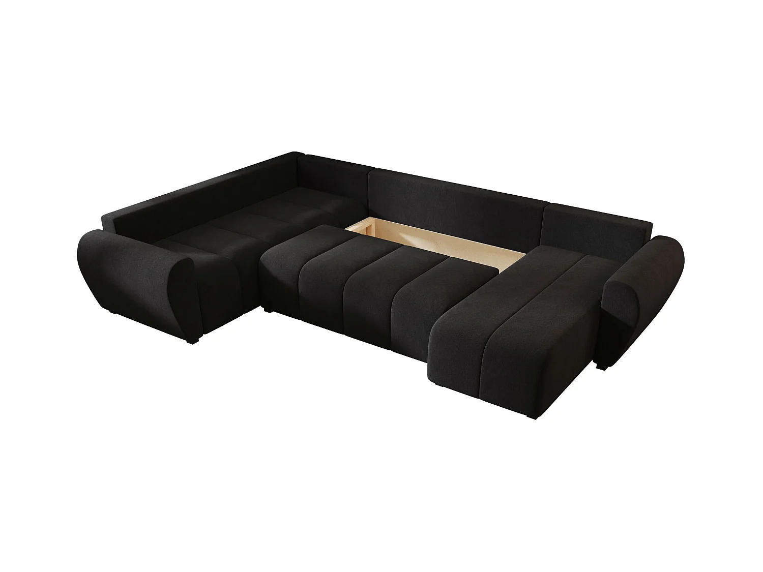 BEDANTE canapé panoramique MOLISA U PLUS Cosmic 100 gauche noir avec fonction de couchage canapé en forme de U