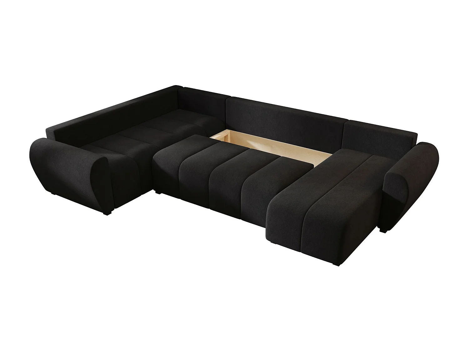 BEDANTE canapé panoramique MOLISA U PLUS Cosmic 100 gauche noir avec fonction de couchage canapé en forme de U