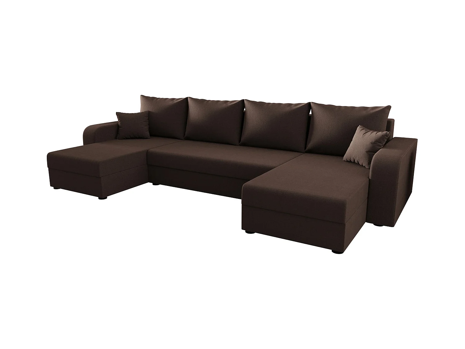 BEDANTE canapé panoramique HEWLET U BIS Cosmic 800 marron avec fonction de couchage canapé en U avec espace de rangement coffre