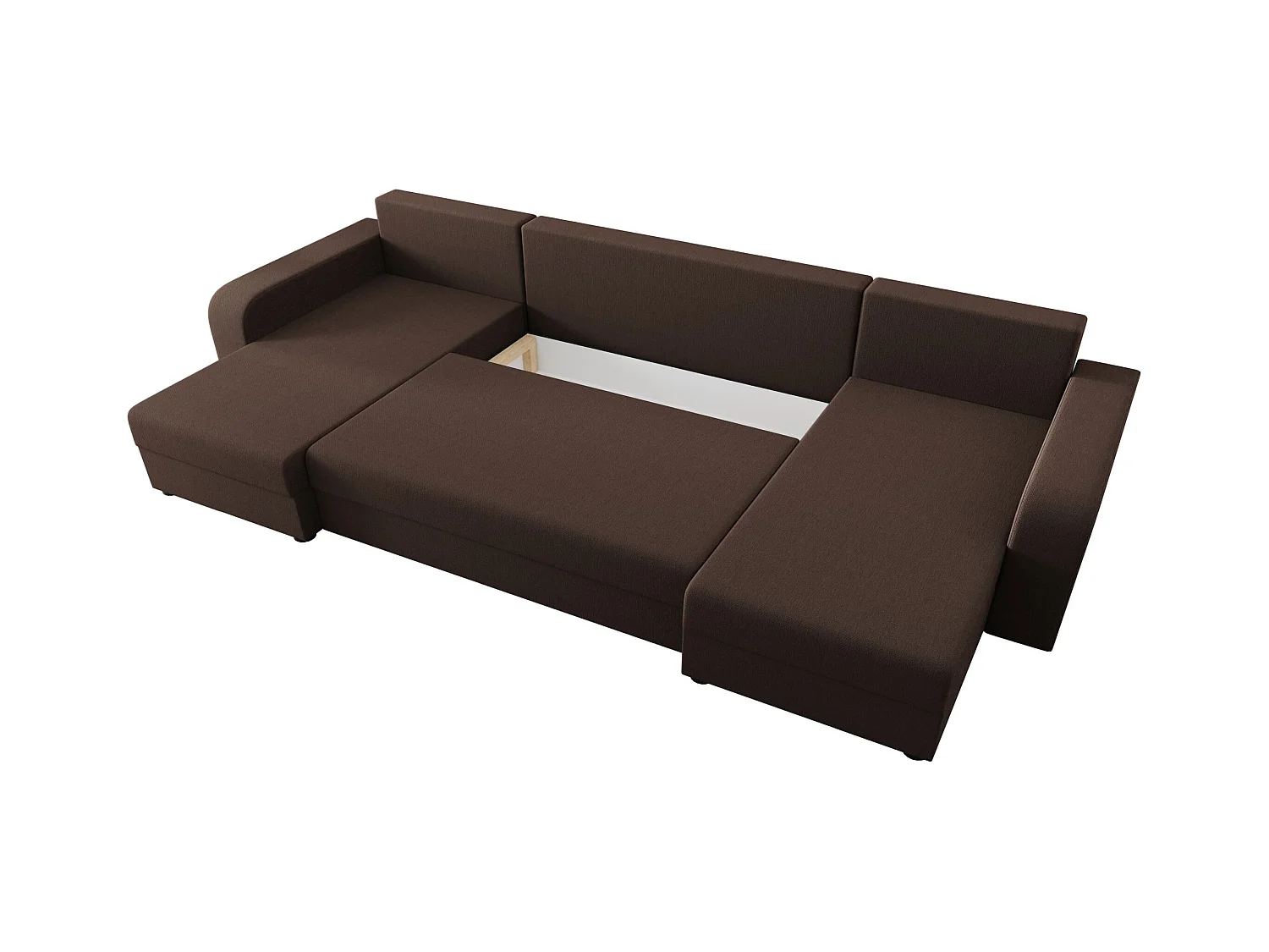 BEDANTE canapé panoramique HEWLET U BIS Cosmic 800 marron avec fonction de couchage canapé en U avec espace de rangement coffre