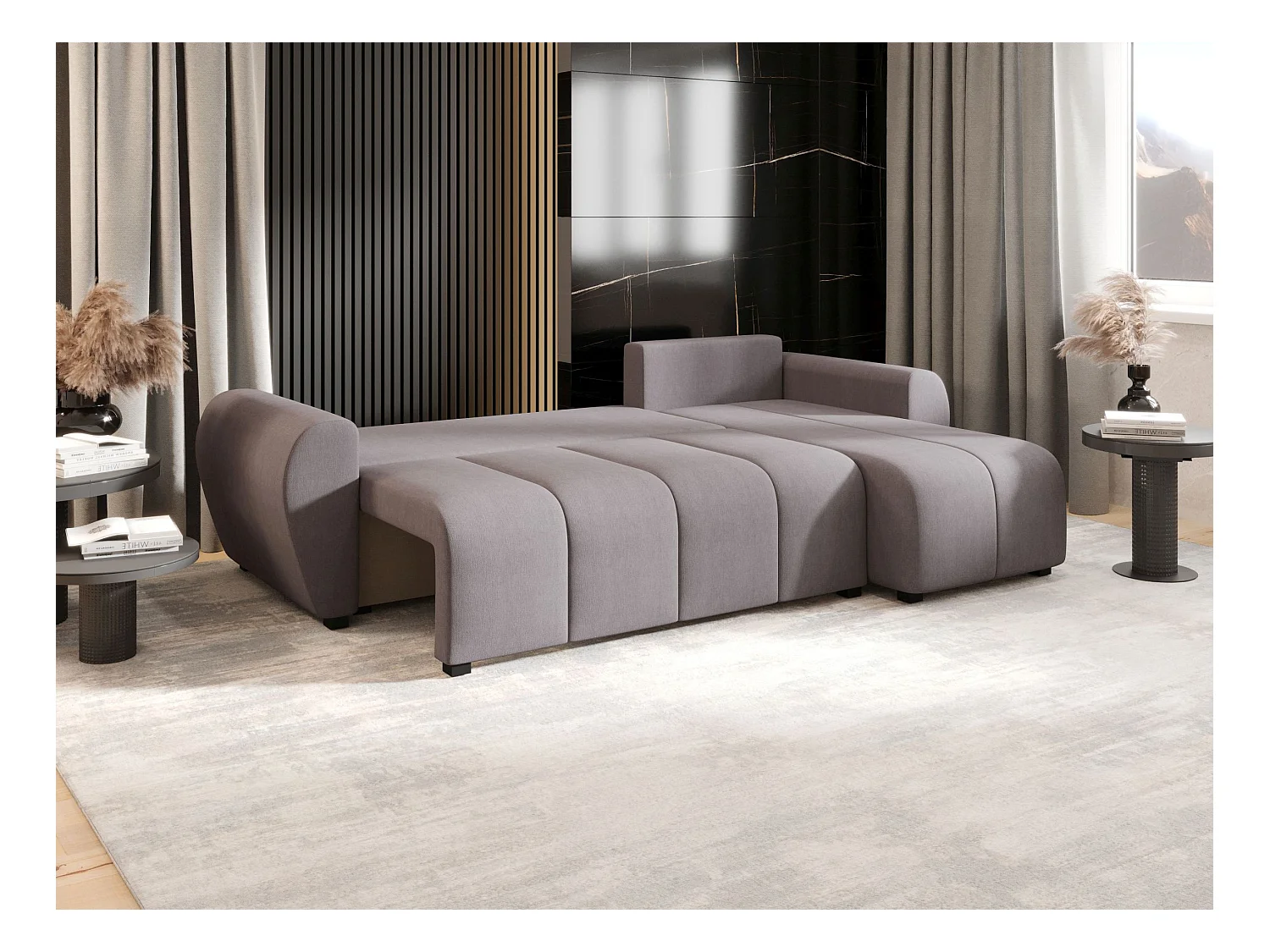 BEDANTE canapé d'angle MOLISA L Cosmic 160 droite gris avec fonction de couchage canapé en forme de L
