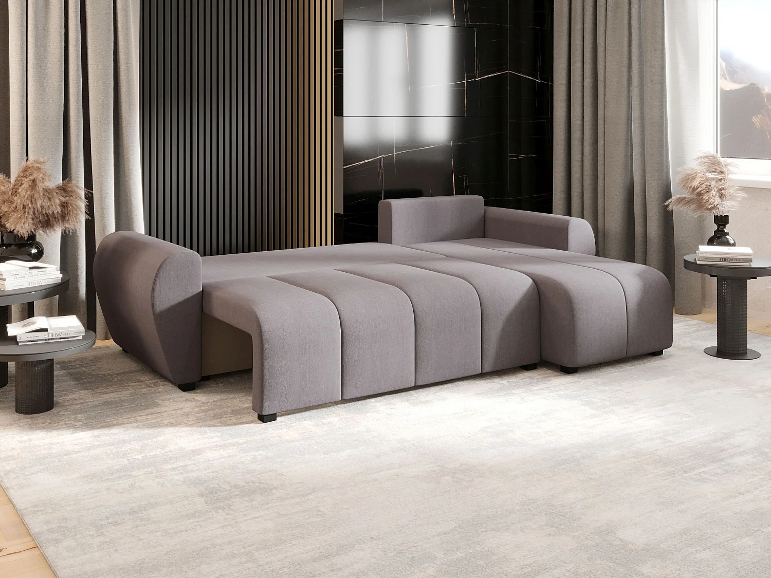 BEDANTE canapé d'angle MOLISA L Cosmic 160 droite gris avec fonction de couchage canapé en forme de L