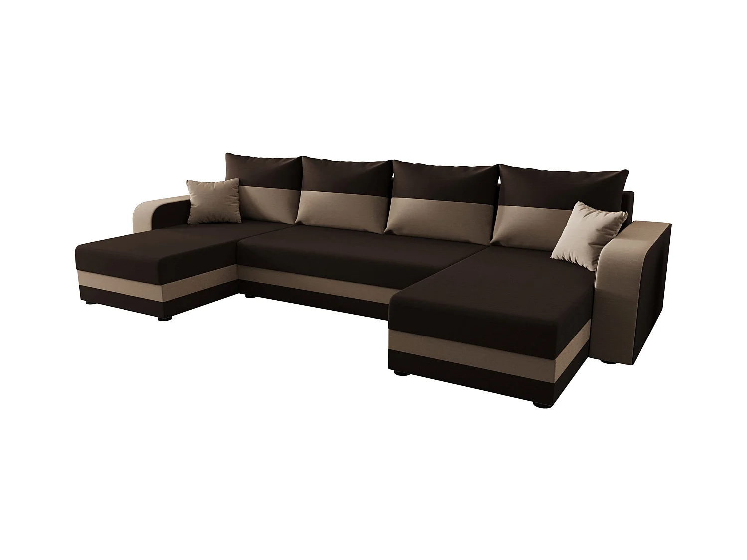 BEDANTE narożnik w kształcie U HEWLET U BIS Rainbow 41+05 brązowy/beżowy z funkcją spania sofa w kształcie litery U z pojemnikiem na pościel