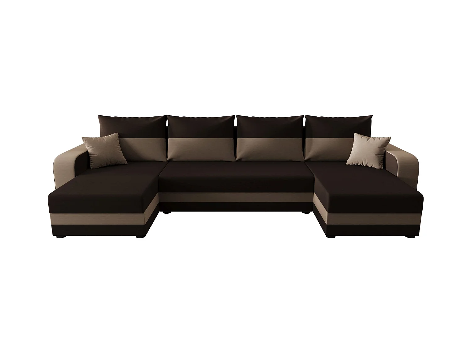 BEDANTE narożnik w kształcie U HEWLET U BIS Rainbow 41+05 brązowy/beżowy z funkcją spania sofa w kształcie litery U z pojemnikiem na pościel