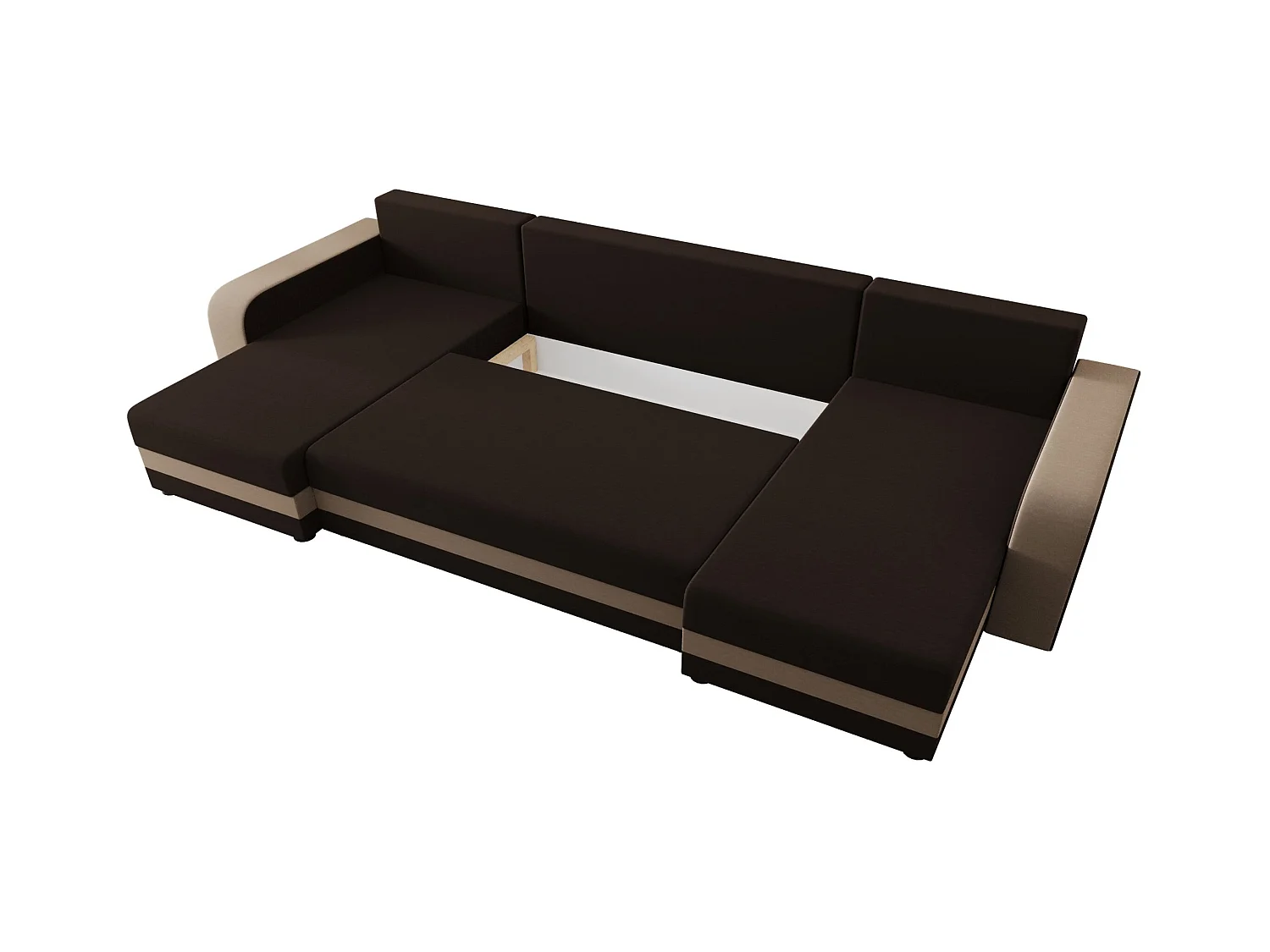 BEDANTE narożnik w kształcie U HEWLET U BIS Rainbow 41+05 brązowy/beżowy z funkcją spania sofa w kształcie litery U z pojemnikiem na pościel