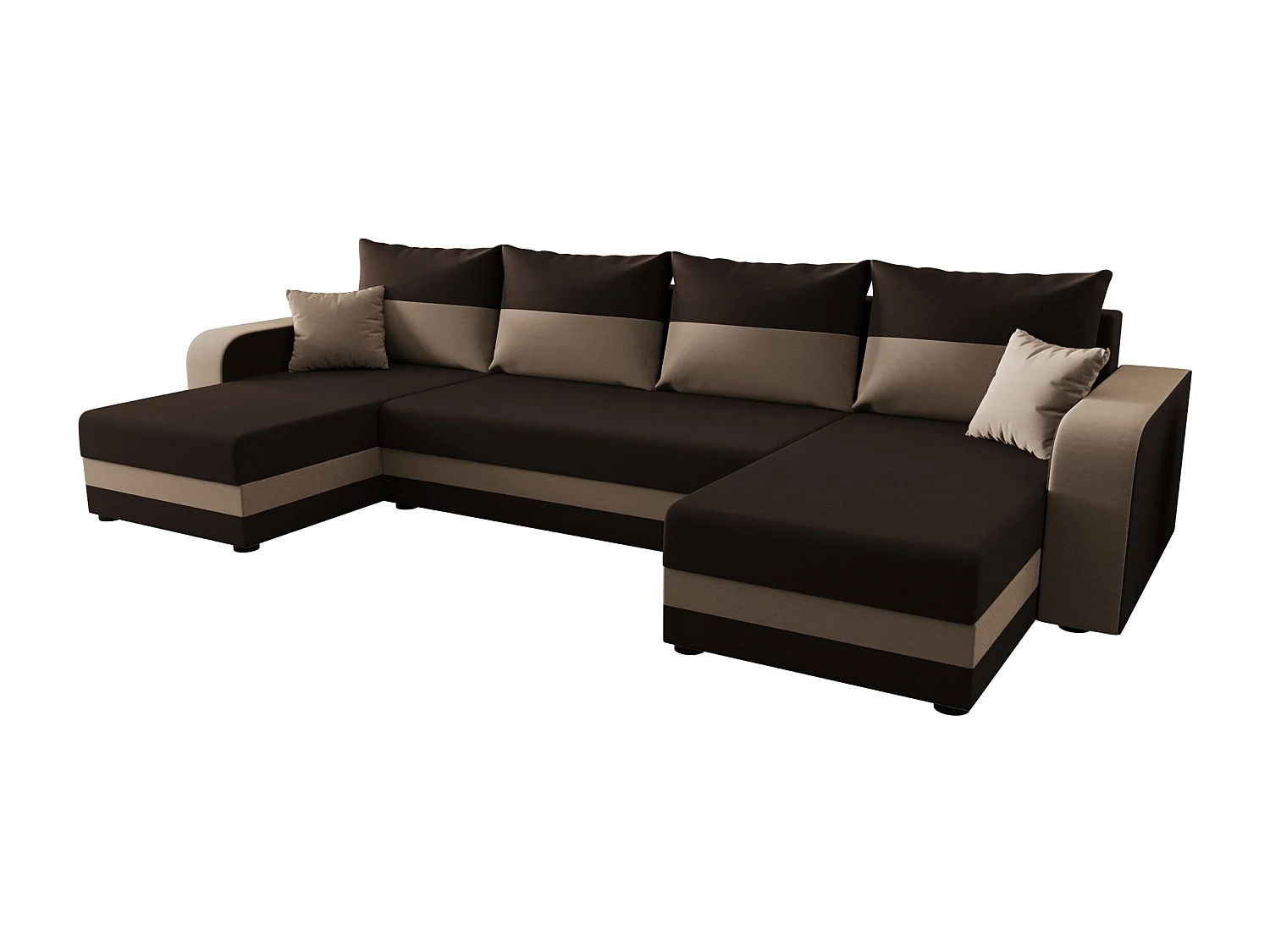 BEDANTE canapé panoramique HEWLET U BIS Rainbow 41+05 marron/beige avec fonction de couchage canapé en U avec espace de rangement coffre