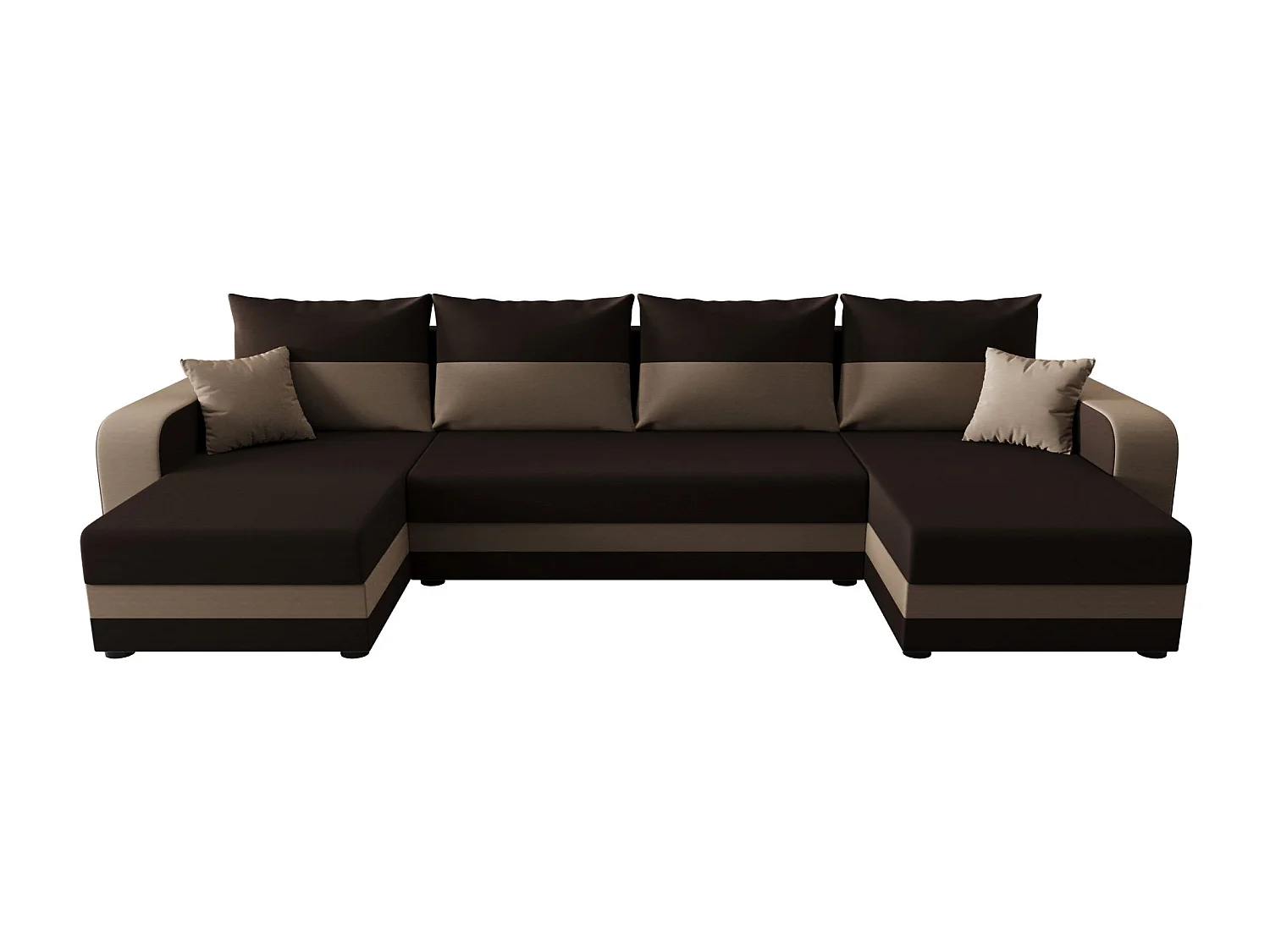 BEDANTE canapé panoramique HEWLET U BIS Rainbow 41+05 marron/beige avec fonction de couchage canapé en U avec espace de rangement coffre