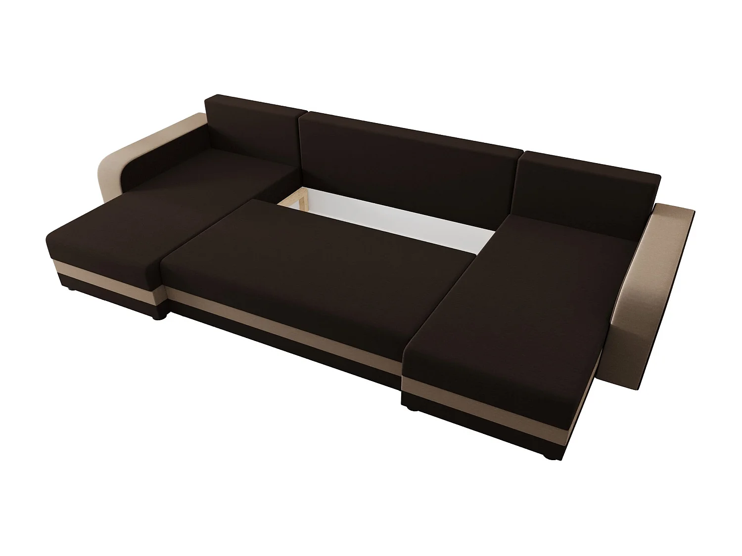 BEDANTE canapé panoramique HEWLET U BIS Rainbow 41+05 marron/beige avec fonction de couchage canapé en U avec espace de rangement coffre