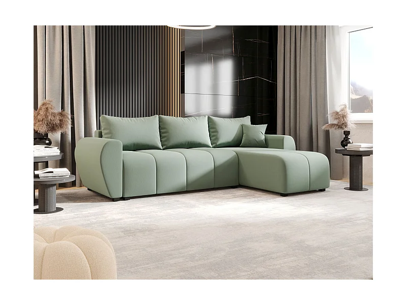 BEDANTE hoekbank MOLISA L Cosmic 16 rechts lichtgroen met slaapfunctie L-vormige bank met opbergruimte bedbox woonkamerbank bank sofa slaapbank bedbox slaapbank