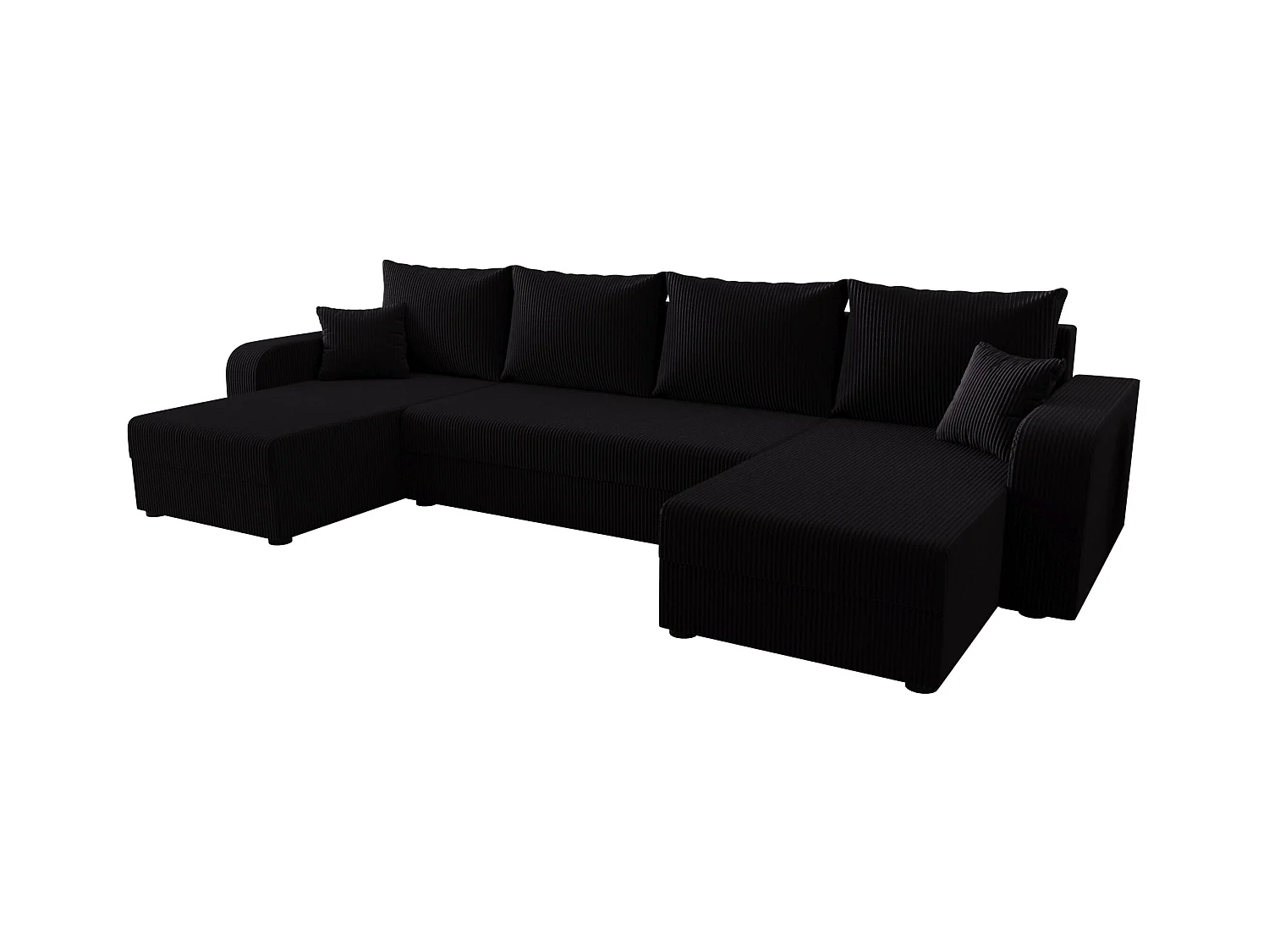 BEDANTE canapé panoramique HEWLET U BIS Zoom 23 noir avec fonction de couchage canapé en U avec espace de rangement coffre