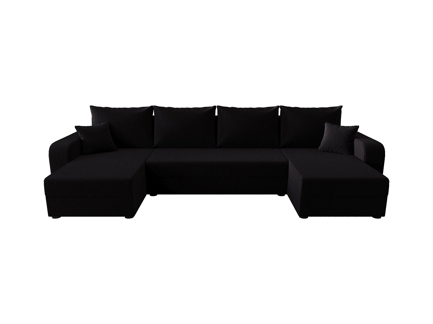 BEDANTE canapé panoramique HEWLET U BIS Zoom 23 noir avec fonction de couchage canapé en U avec espace de rangement coffre