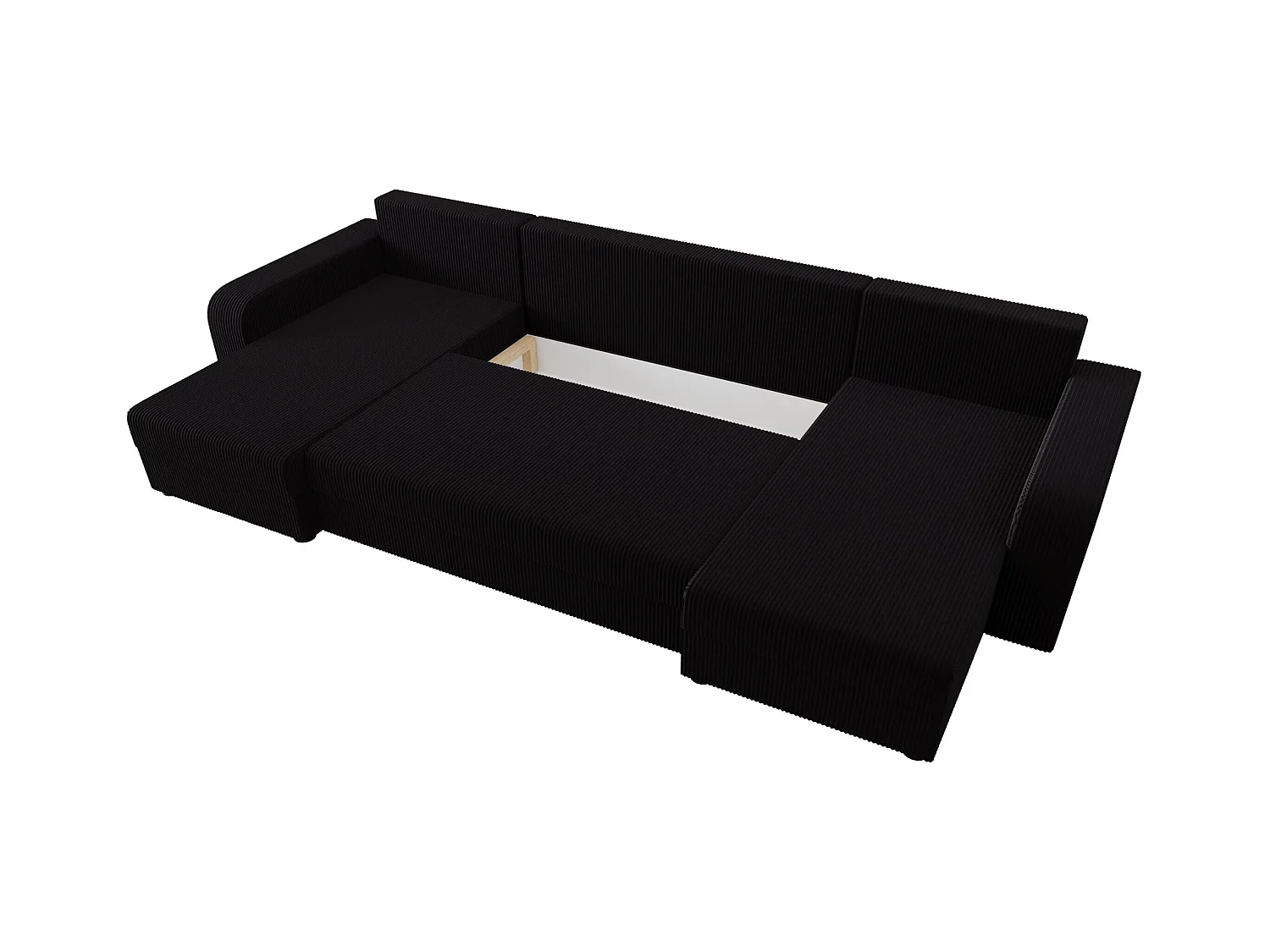 BEDANTE canapé panoramique HEWLET U BIS Zoom 23 noir avec fonction de couchage canapé en U avec espace de rangement coffre