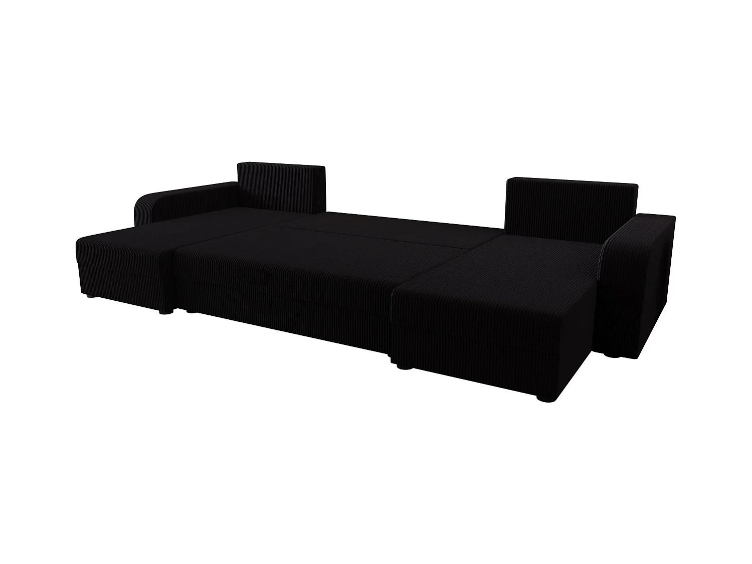 BEDANTE canapé panoramique HEWLET U BIS Zoom 23 noir avec fonction de couchage canapé en U avec espace de rangement coffre