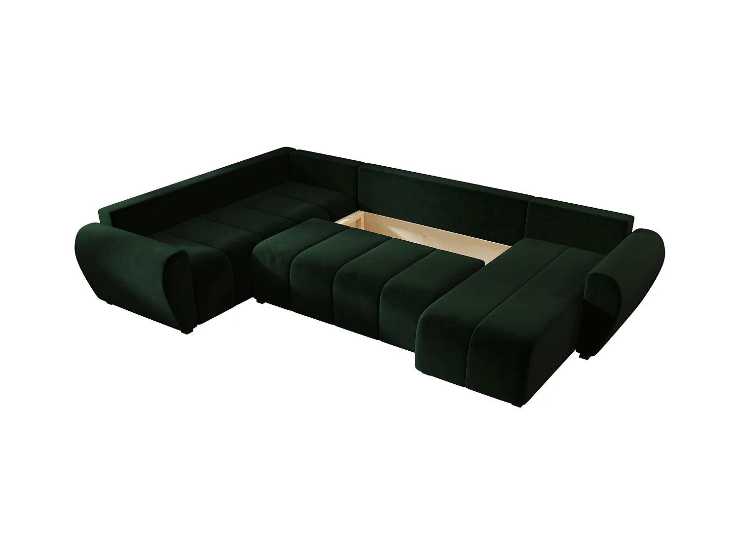 BEDANTE canapé panoramique MOLISA U PLUS Itaka 10 gauche vert foncé avec fonction de couchage canapé en forme de U