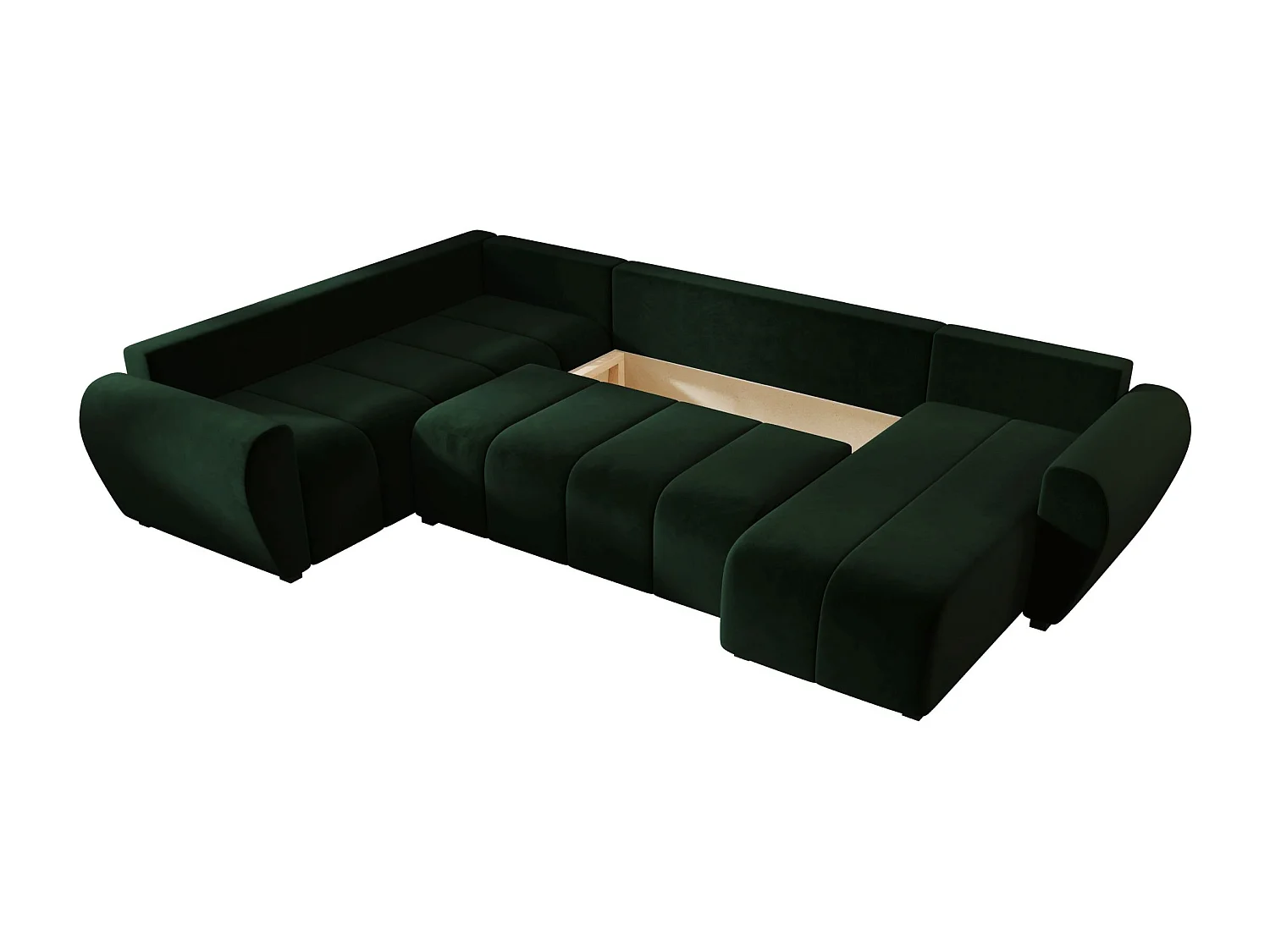 BEDANTE canapé panoramique MOLISA U PLUS Itaka 10 gauche vert foncé avec fonction de couchage canapé en forme de U