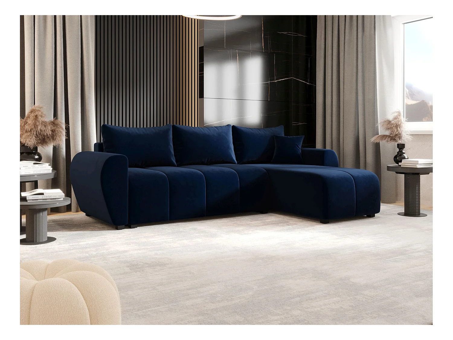 BEDANTE ECKSOFA MOLISA L Itaka 11 Rechts Dunkelblau mit Schlaffunktion L-Form Sofa mit Stauraum Bettkasten Wohnzimmersofa Couch Sofa Bettsofa Bettkasten Bettcouch