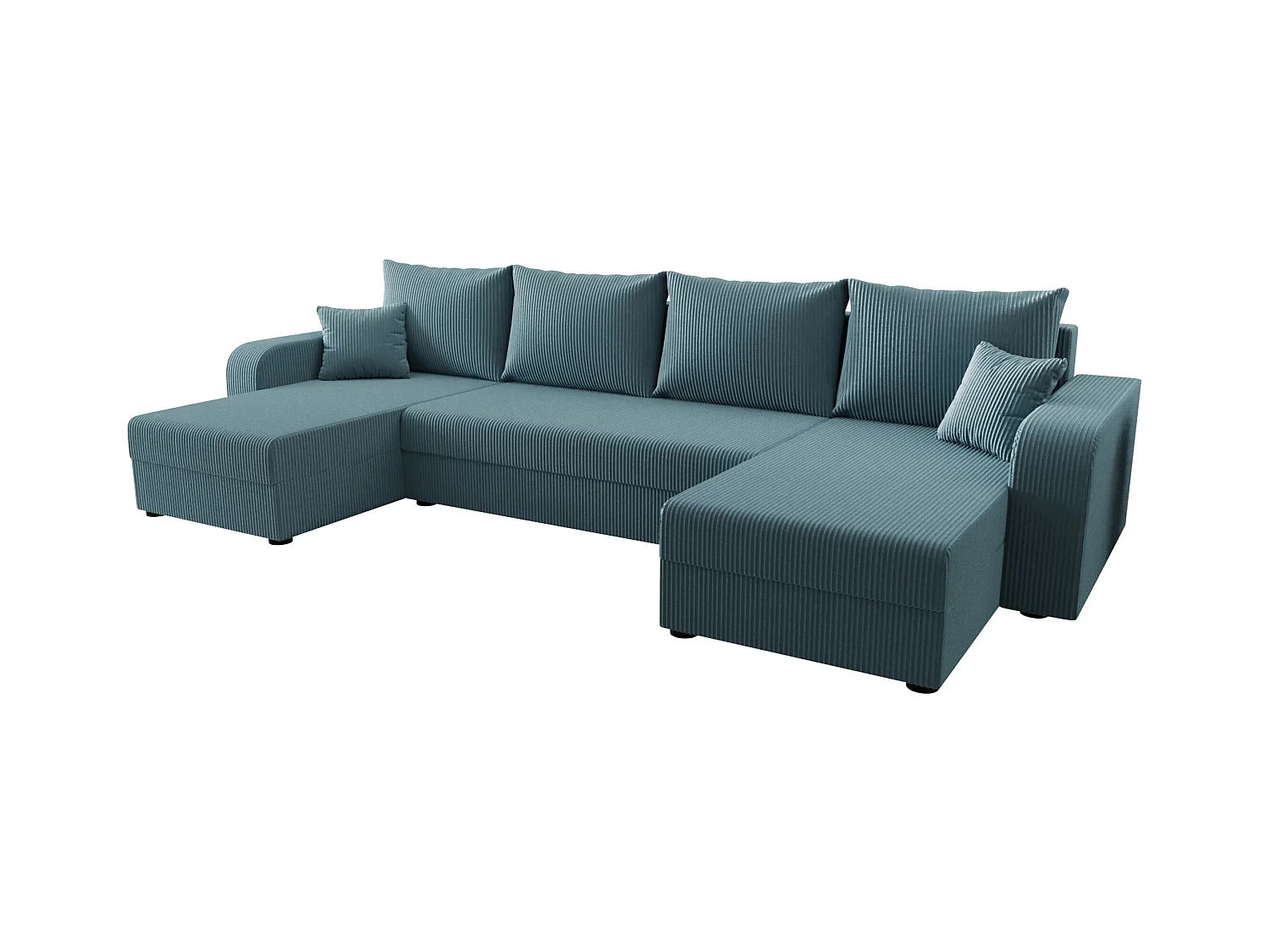 BEDANTE canapé panoramique HEWLET U BIS Zoom 14 Blau avec fonction de couchage canapé en U avec espace de rangement coffre