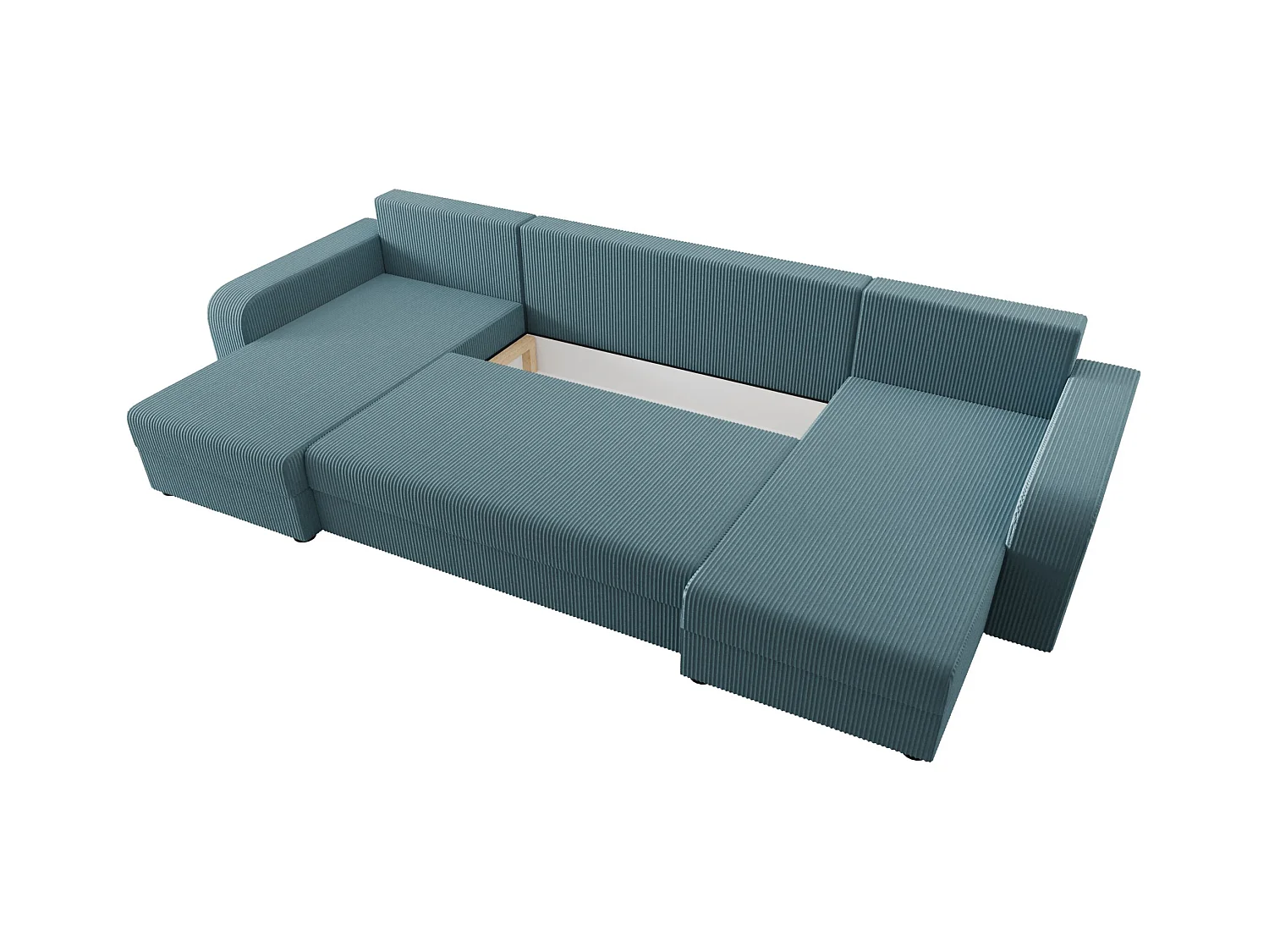 BEDANTE canapé panoramique HEWLET U BIS Zoom 14 Blau avec fonction de couchage canapé en U avec espace de rangement coffre