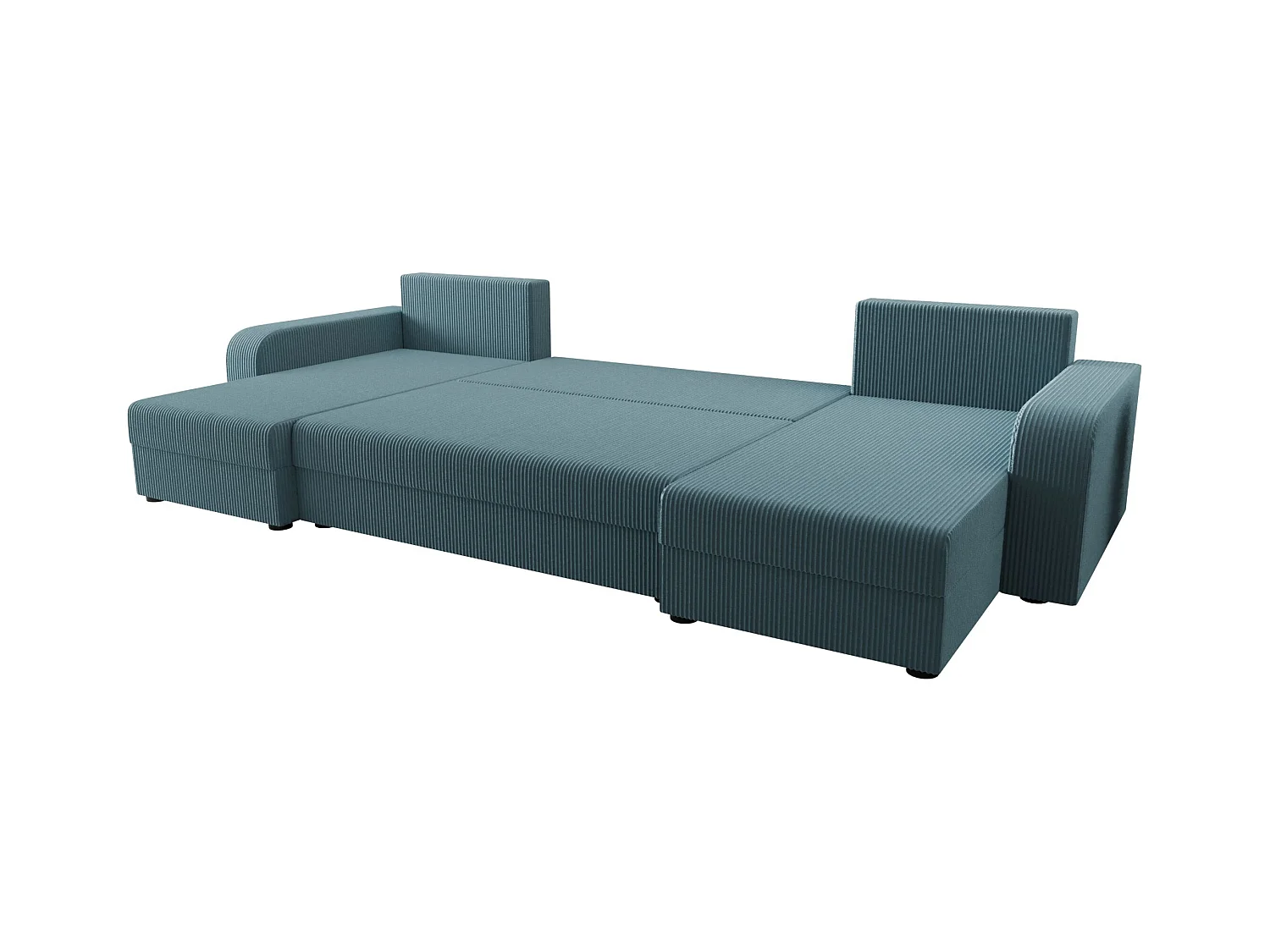 BEDANTE canapé panoramique HEWLET U BIS Zoom 14 Blau avec fonction de couchage canapé en U avec espace de rangement coffre