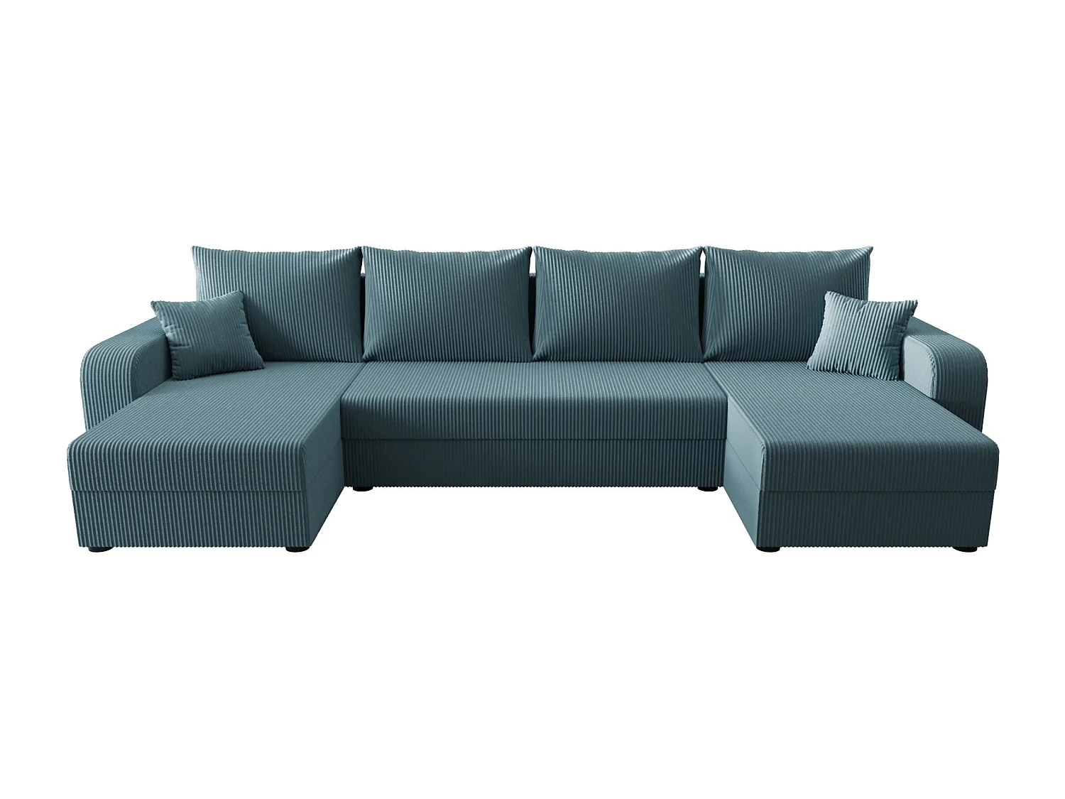 BEDANTE canapé panoramique HEWLET U BIS Zoom 14 Blau avec fonction de couchage canapé en U avec espace de rangement coffre