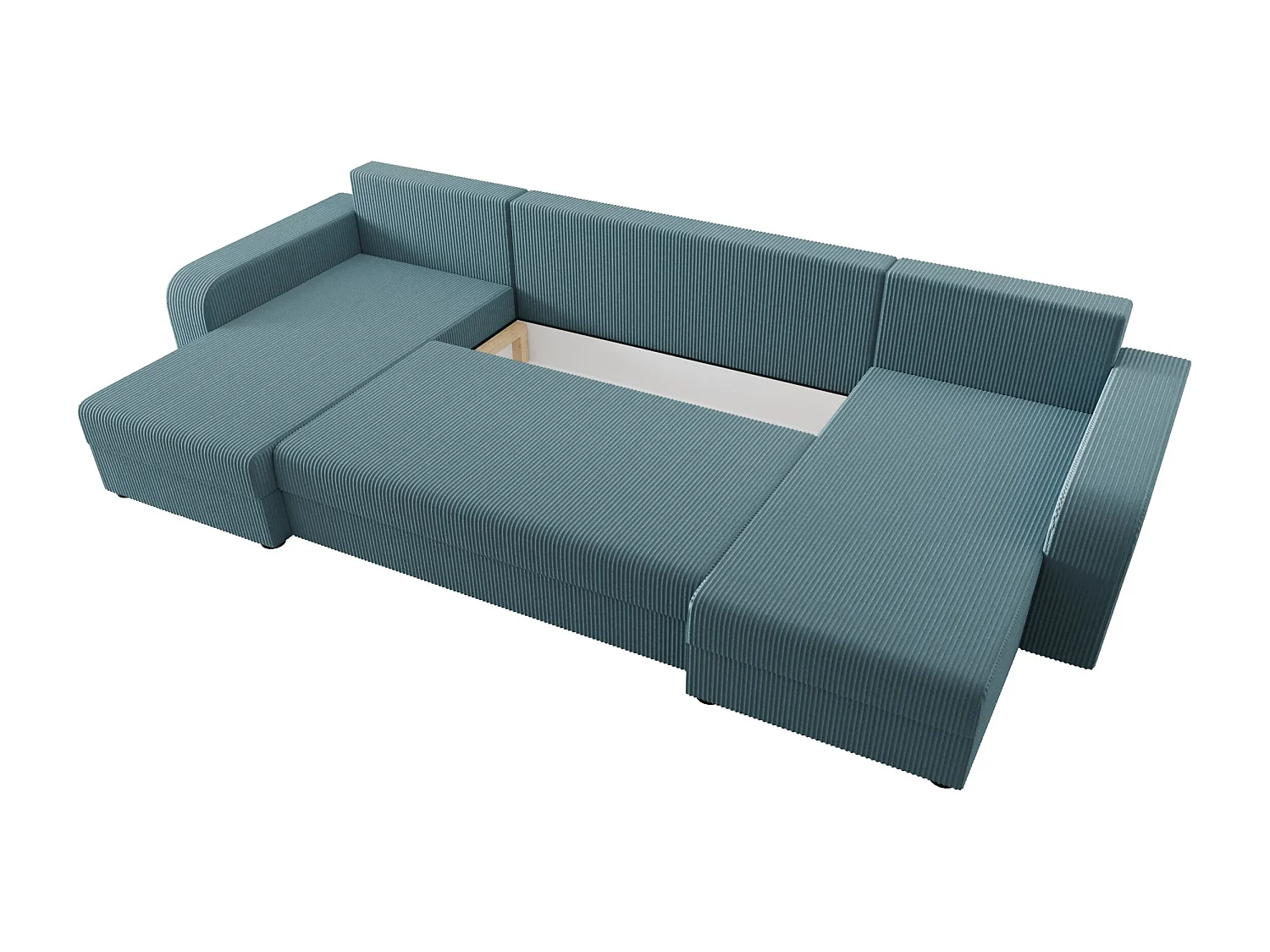 BEDANTE canapé panoramique HEWLET U BIS Zoom 14 Blau avec fonction de couchage canapé en U avec espace de rangement coffre