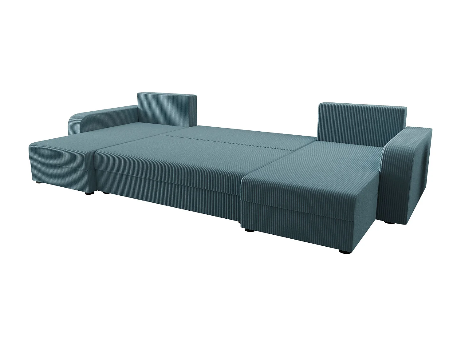 BEDANTE canapé panoramique HEWLET U BIS Zoom 14 Blau avec fonction de couchage canapé en U avec espace de rangement coffre