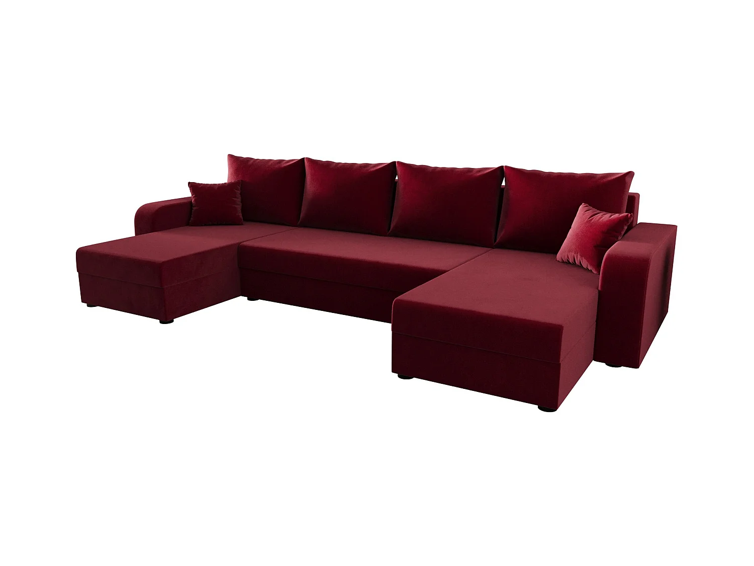 BEDANTE canapé panoramique HEWLET U BIS Itaka 34 rouge foncé avec fonction de couchage canapé en U avec espace de rangement coffre