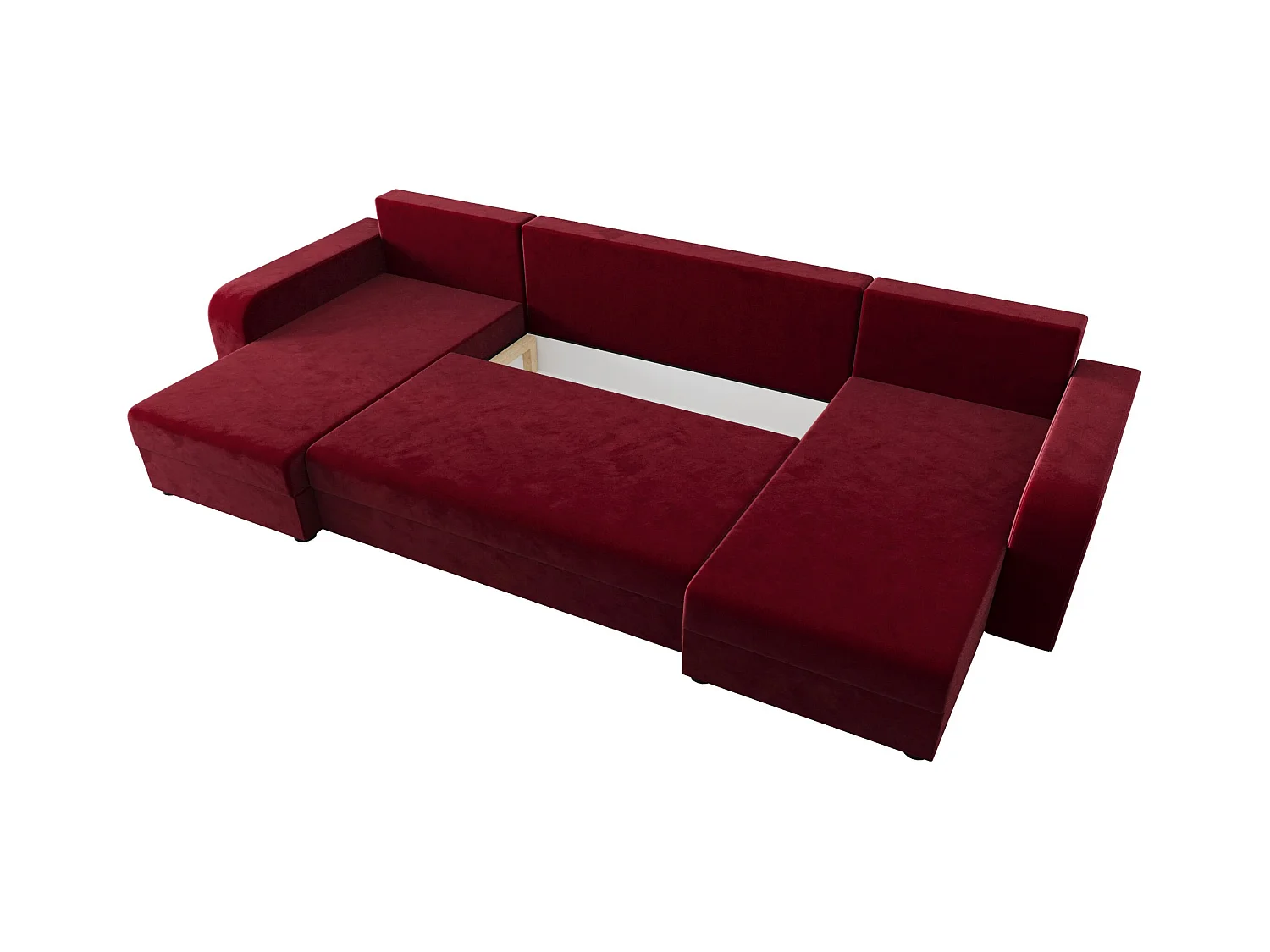 BEDANTE canapé panoramique HEWLET U BIS Itaka 34 rouge foncé avec fonction de couchage canapé en U avec espace de rangement coffre