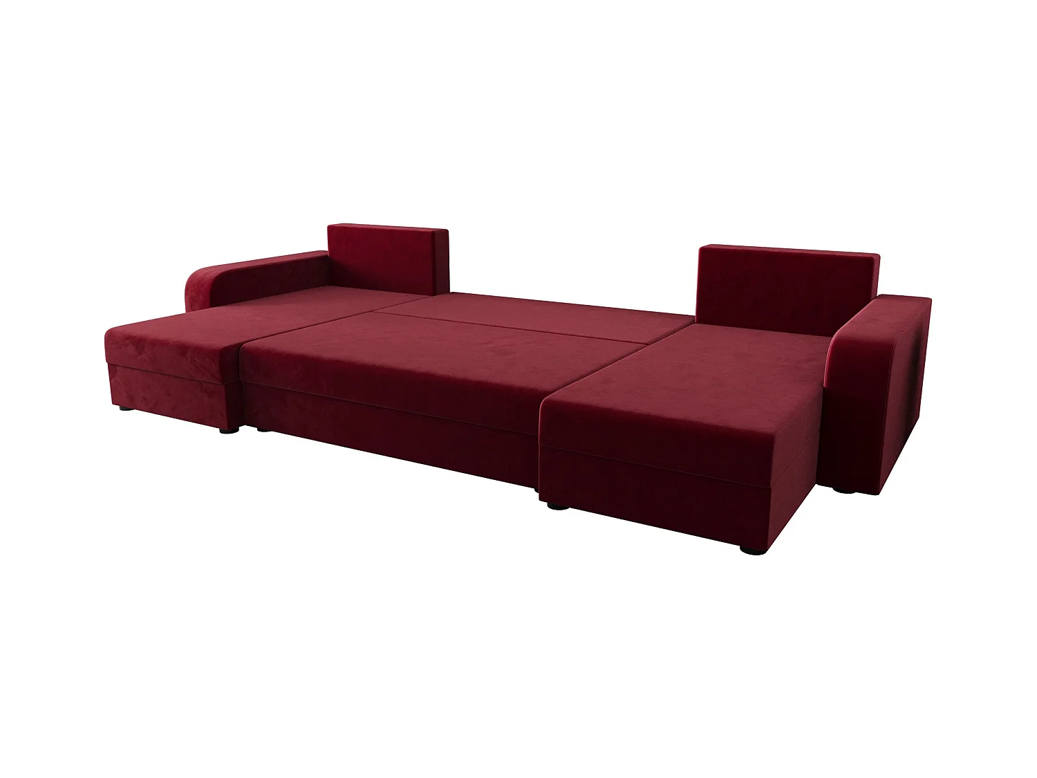 BEDANTE canapé panoramique HEWLET U BIS Itaka 34 rouge foncé avec fonction de couchage canapé en U avec espace de rangement coffre