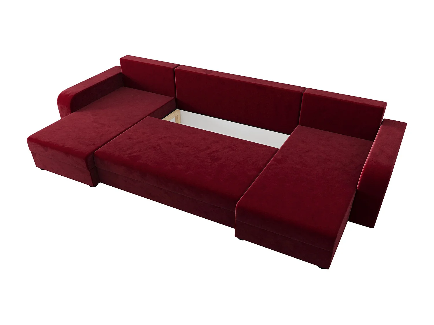 BEDANTE canapé panoramique HEWLET U BIS Itaka 34 rouge foncé avec fonction de couchage canapé en U avec espace de rangement coffre