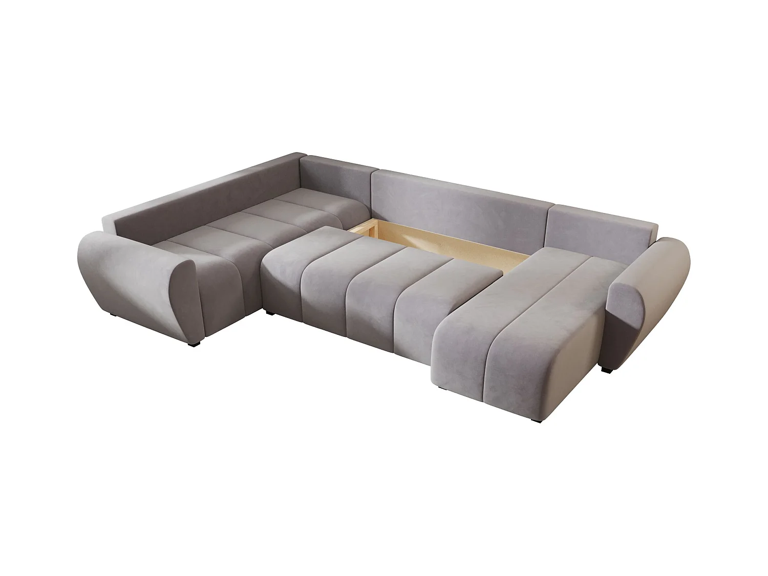 BEDANTE canapé panoramique MOLISA U PLUS Itaka 50 gauche gris avec fonction de couchage canapé en forme de U