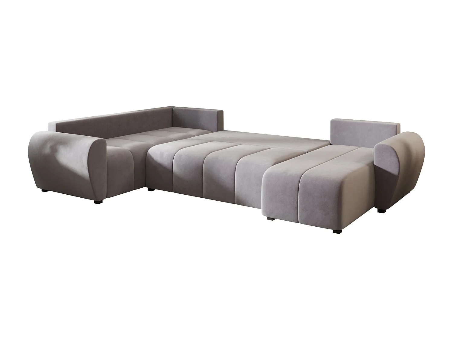BEDANTE WOHNLANDSCHAFT MOLISA U PLUS Itaka 50 Links Grau mit Schlaffunktion U-Form Sofa mit Stauraum Bettkasten