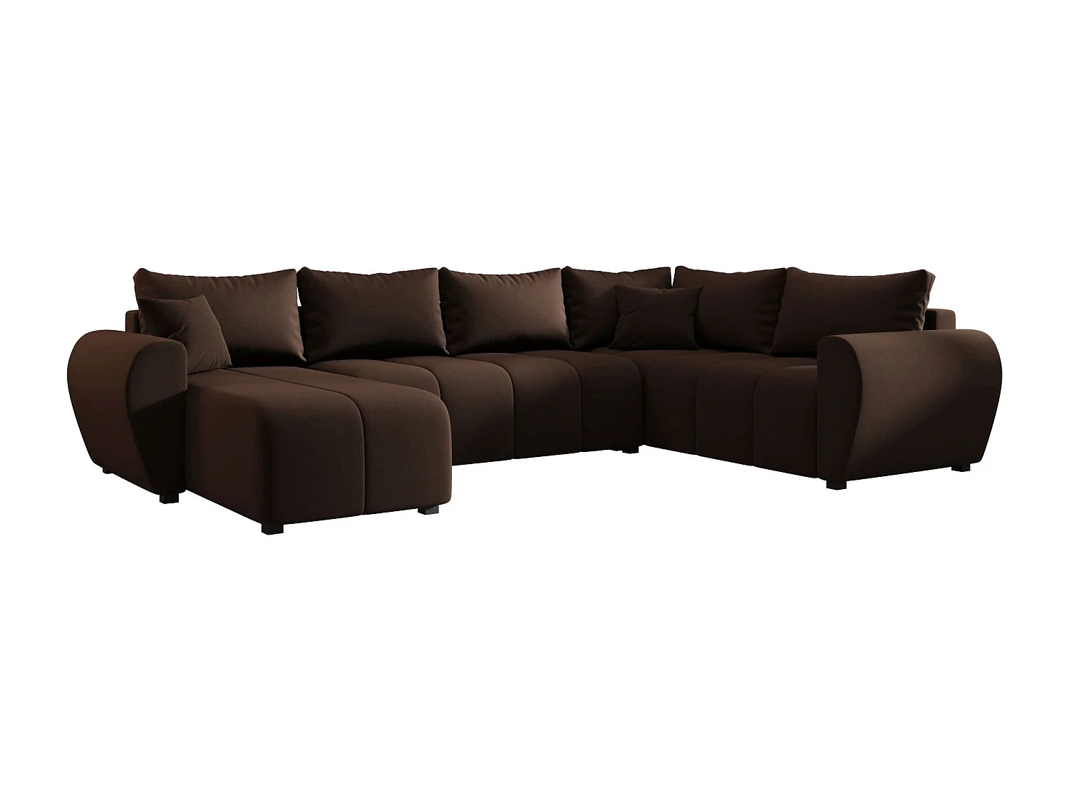 BEDANTE WOHNLANDSCHAFT MOLISA U PLUS Cosmic 800 Rechts Braun mit Schlaffunktion U-Form Sofa mit Stauraum Bettkasten