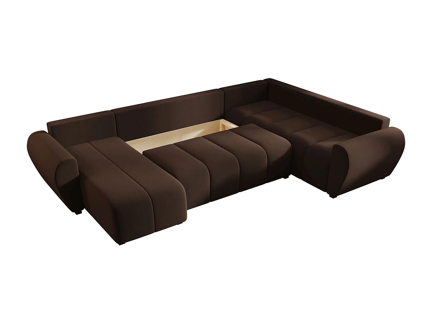 BEDANTE WOHNLANDSCHAFT MOLISA U PLUS Cosmic 800 Rechts Braun mit Schlaffunktion U-Form Sofa mit Stauraum Bettkasten